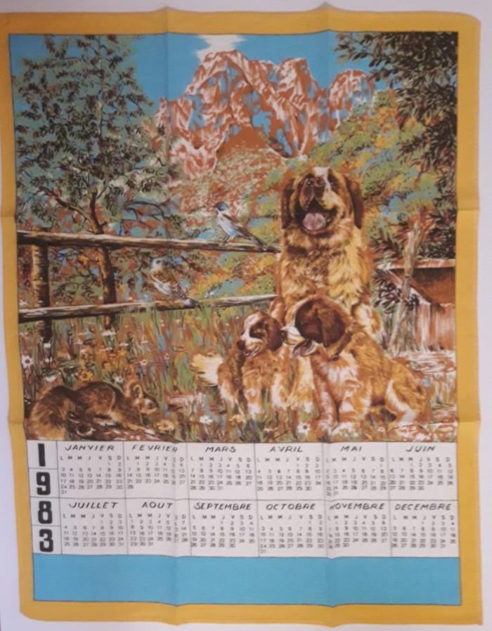 Torchon calendrier de 1983