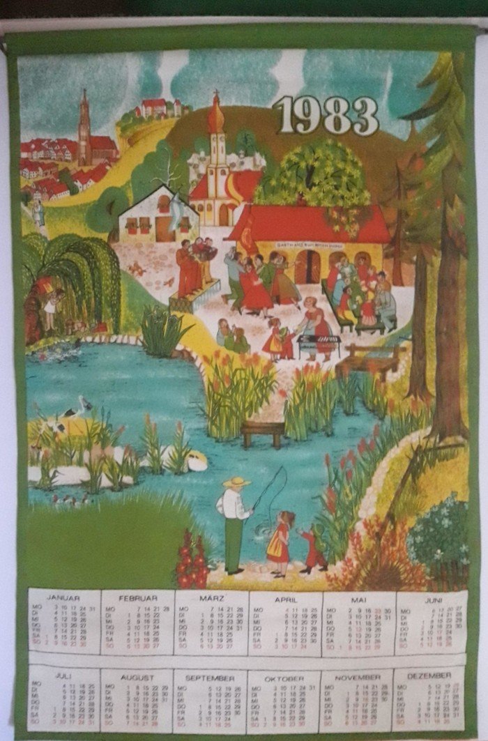 Torchon calendrier 1983