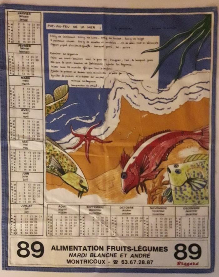 Torchon calendrier de 1989