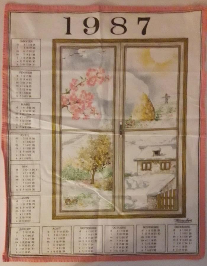 Torchon calendrier de 1987