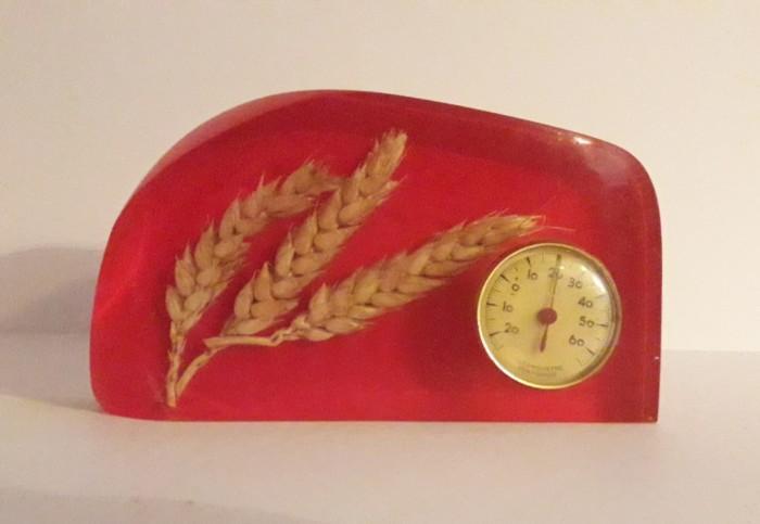 Thermomètre Inclusion sous résine décor épis de blé