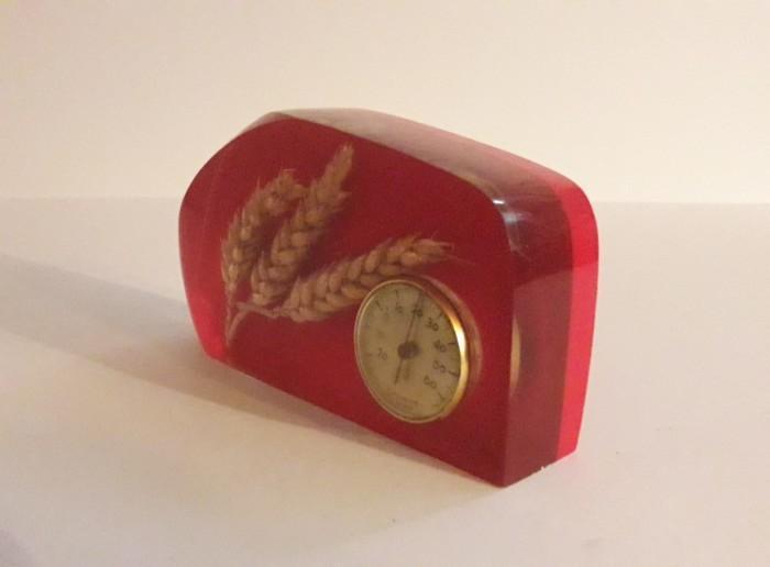 Thermomètre Inclusion sous résine décor épis de blé