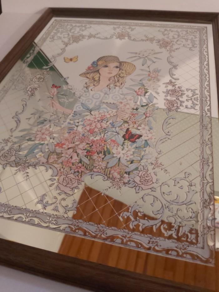 Cadre miroir décor romantique années 70′