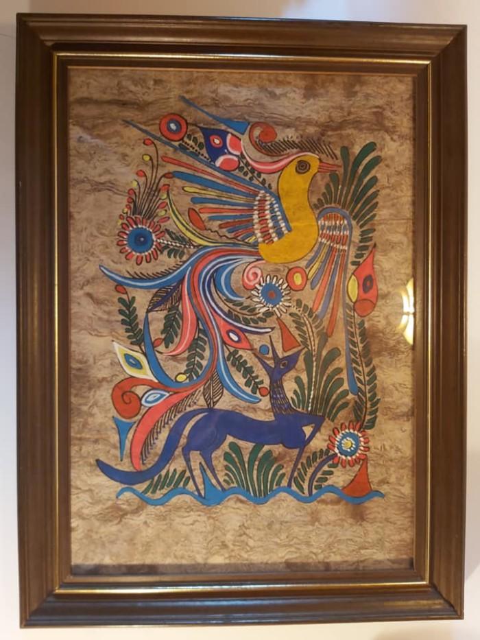 Tableau Mexicain peinture à l’huile sur papier d’amate.