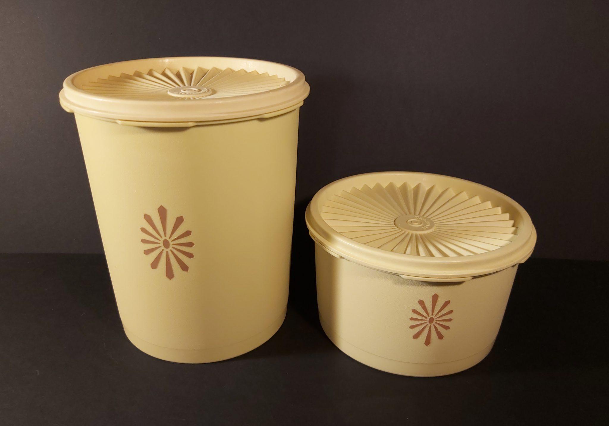 Boîte Tupperware Orange Vintage Fleur - Années 70 Soleil