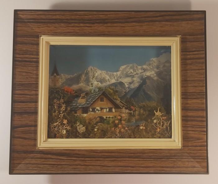 Tableau diorama décor montagne