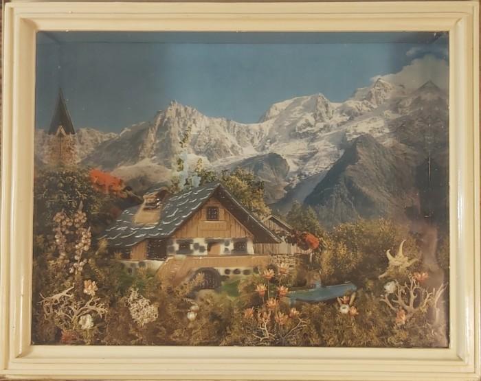 Tableau diorama décor montagne