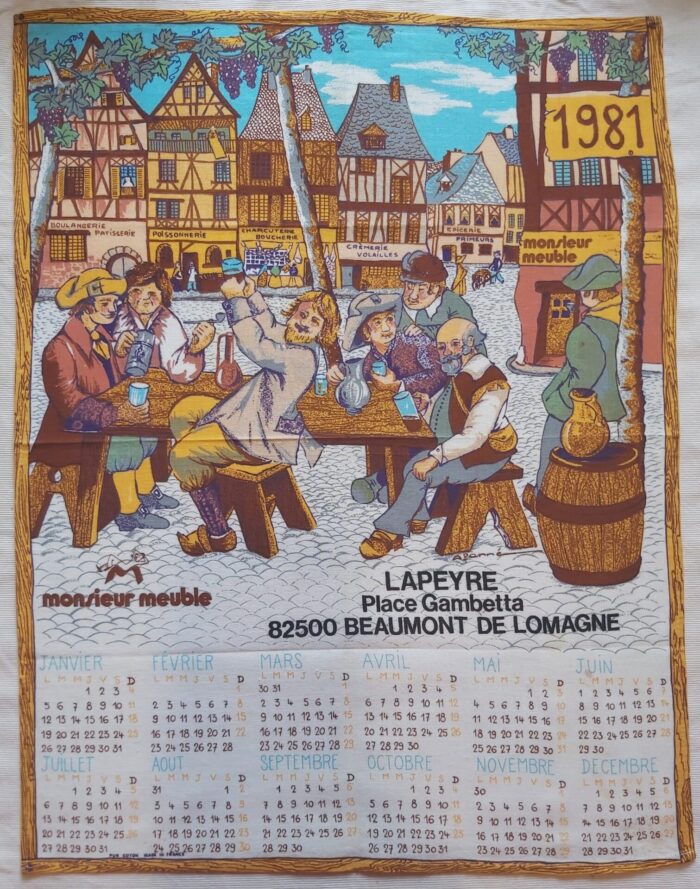 Torchon calendrier de 1981