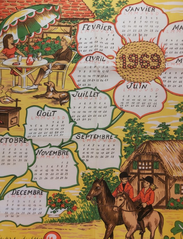 Torchon calendrier de 1969