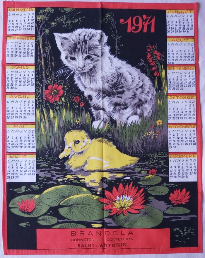 Torchon calendrier de 1971
