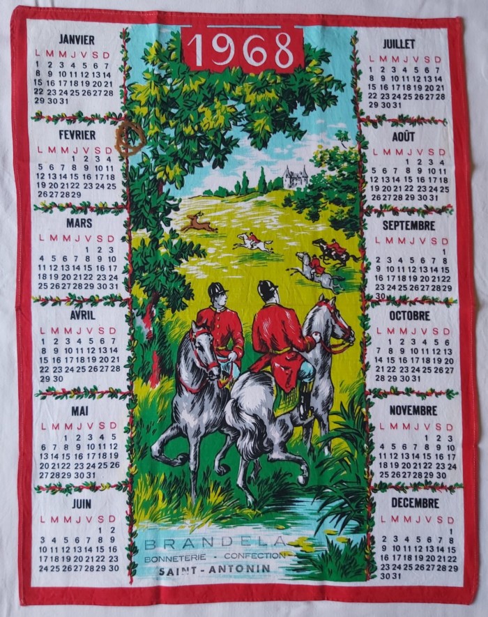 Torchon calendrier de 1968