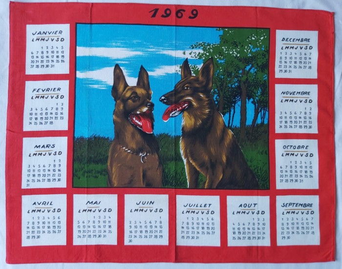 Torchon calendrier de 1969
