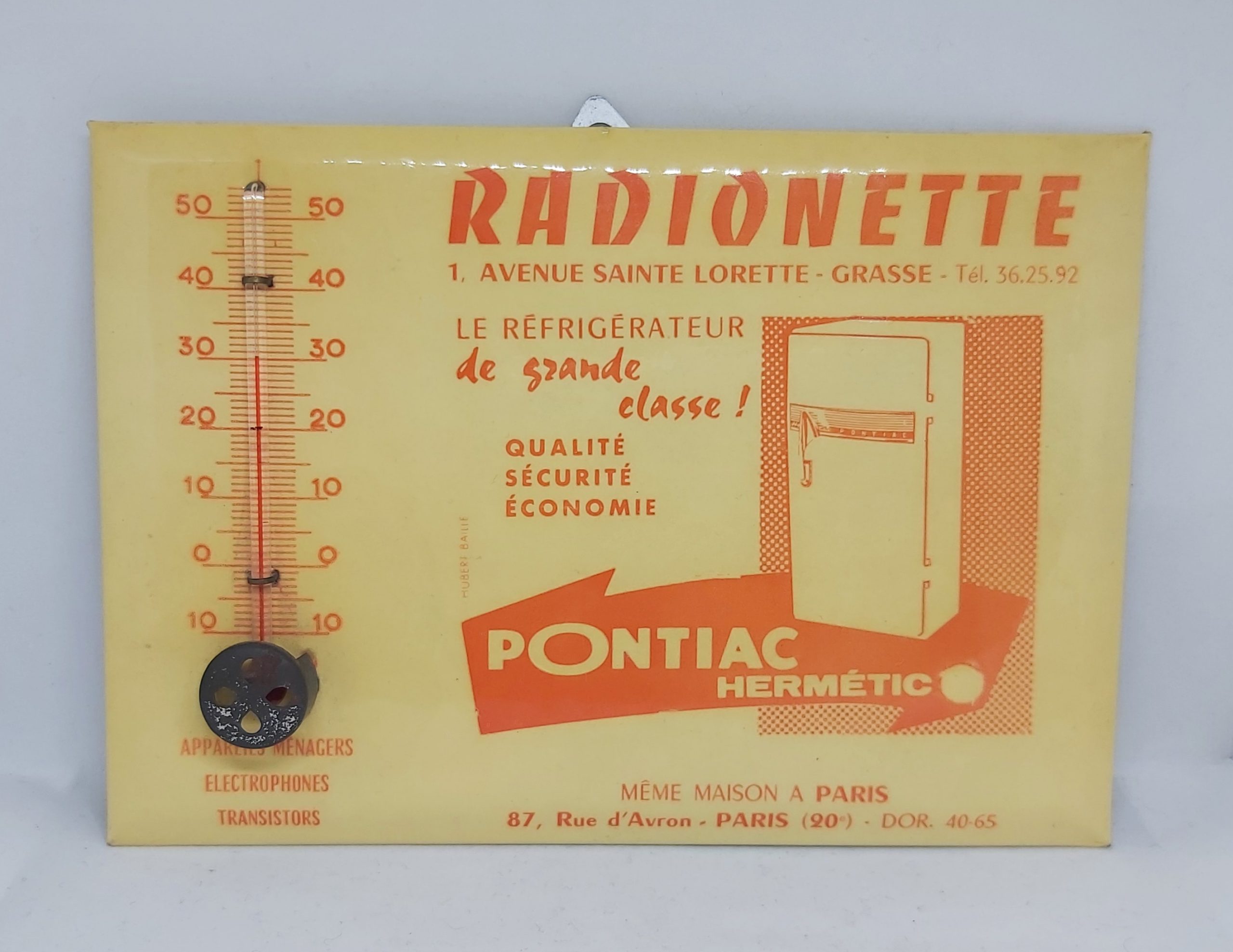 Glaçoïde Thermomètre publicitaire Radionette