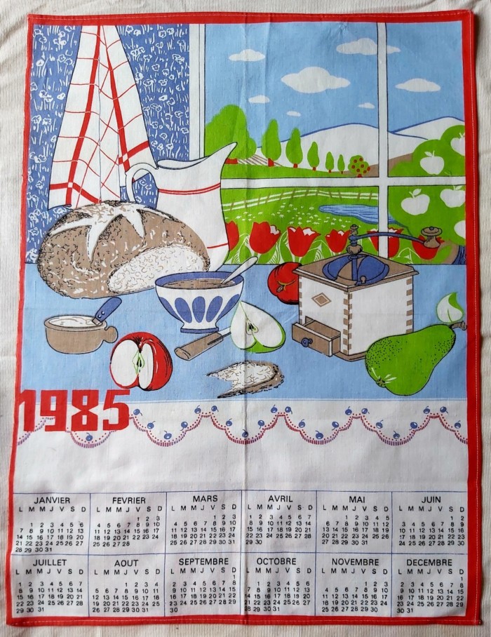 Torchon calendrier de 1985