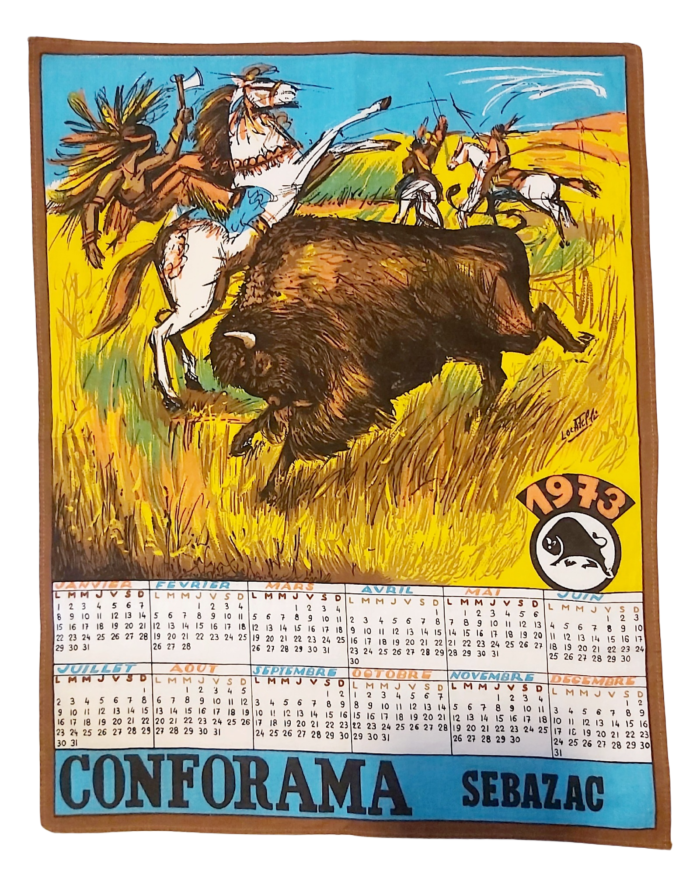 Torchon calendrier de 1973