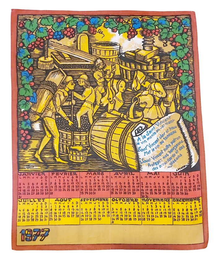 Torchon calendrier de 1977