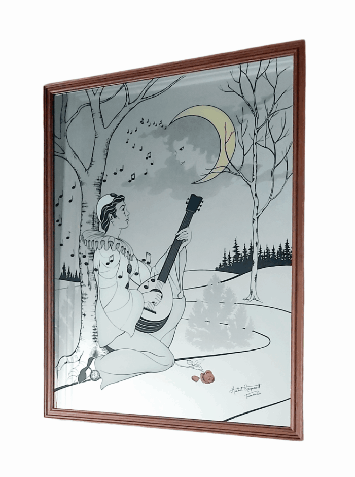 Miroir Sérigraphié Pierrot signé Michel Raynaud