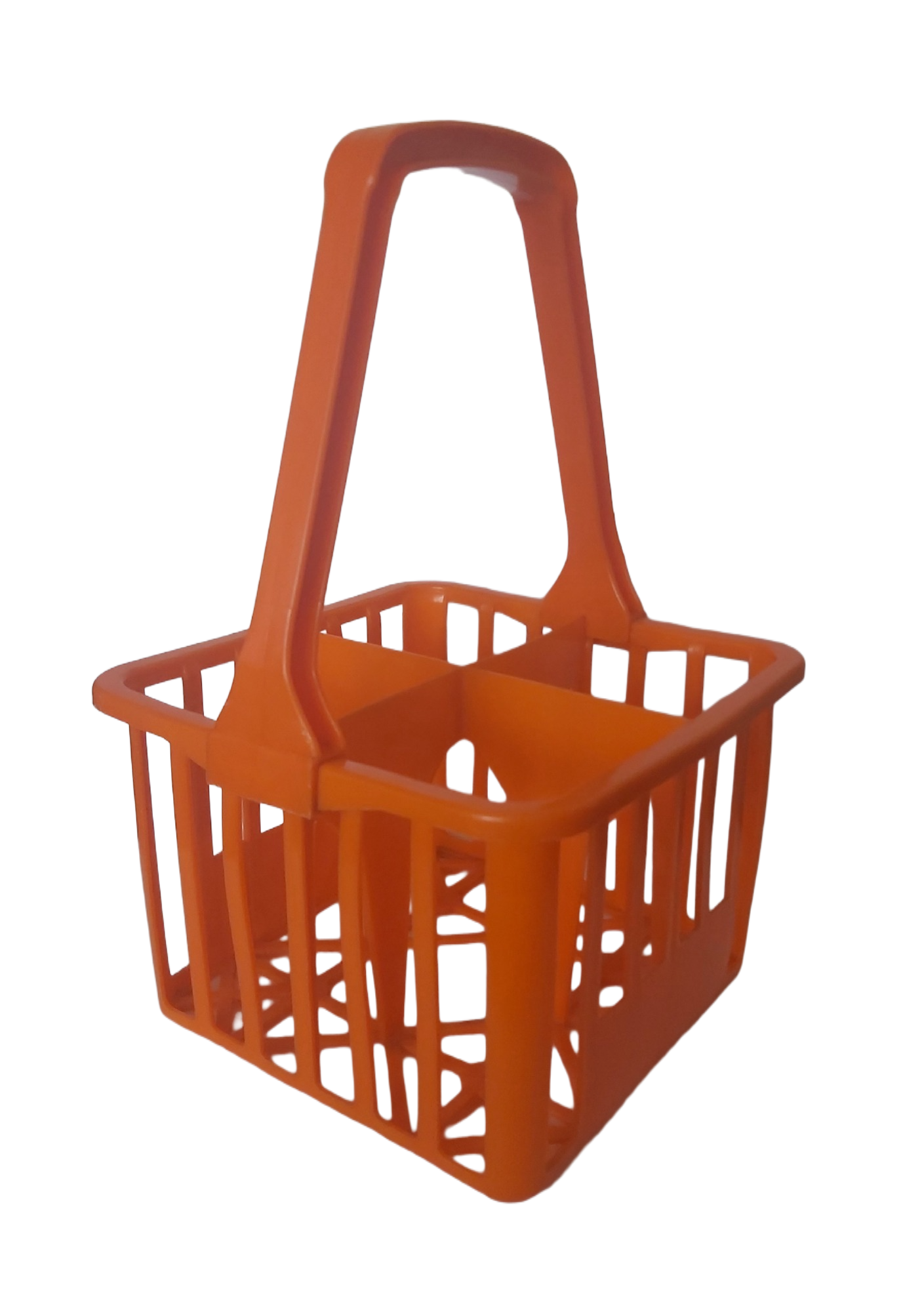 Porte-bouteilles vintage orange 1970 plastique casier 4 bouteilles