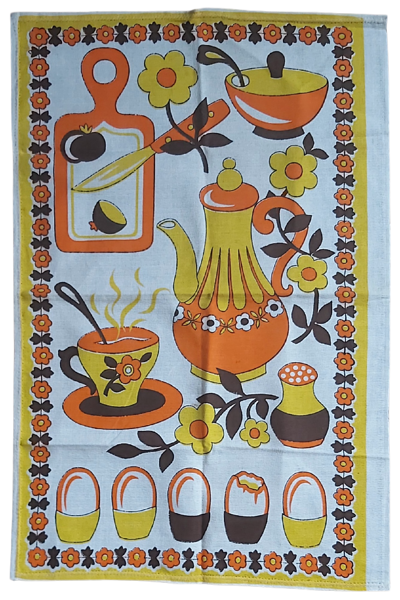 Lot de 2 torchons vintage Années 70 – Décor Cuisine & Cuisinière – Image 2