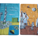 Lot de 2 torchons vintage Espace "Super Centro Satelite" – Années 70