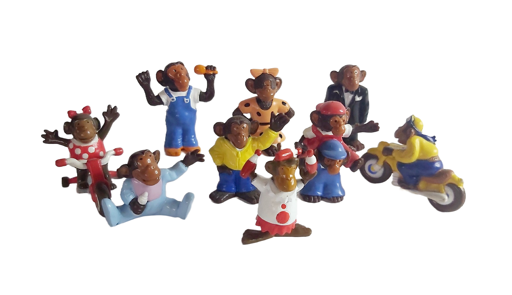 Omo Lot de 9 Figurines Singes Publicitaires Vintage Lessive Années 80