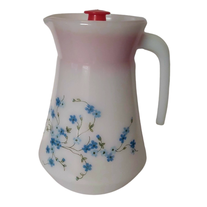 Arcopal Myosotis Veronica - Pichet Vintage en Verre Opale