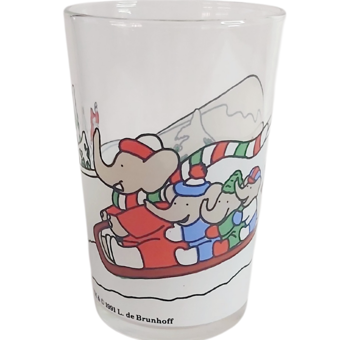 Babar Verre Amora - Collection Vintage 1991 L. de Brunhoff "La Luge"