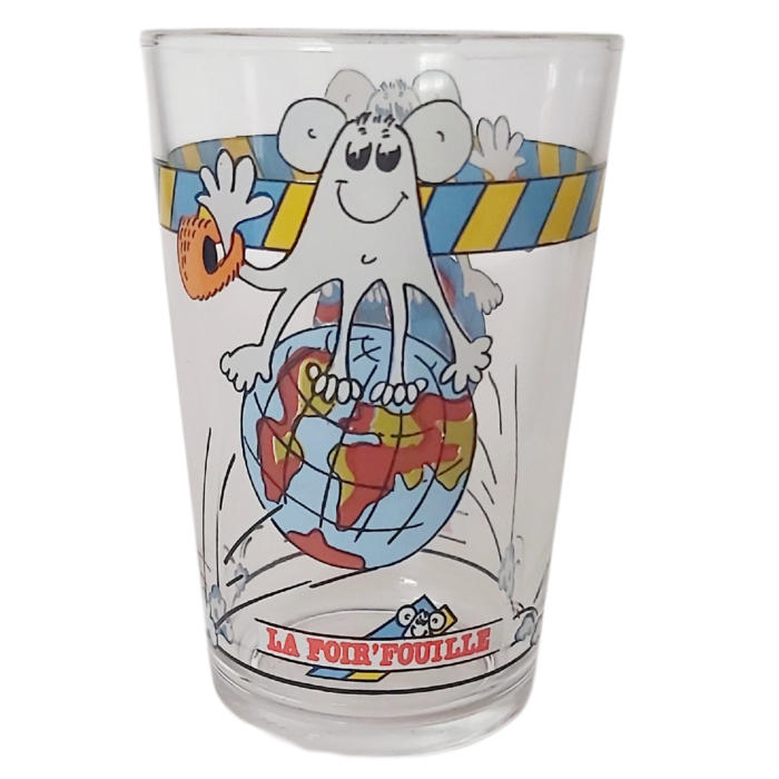 Verre Publicitaire Vintage "La Foir'Fouille" Années 80/90 Mascotte