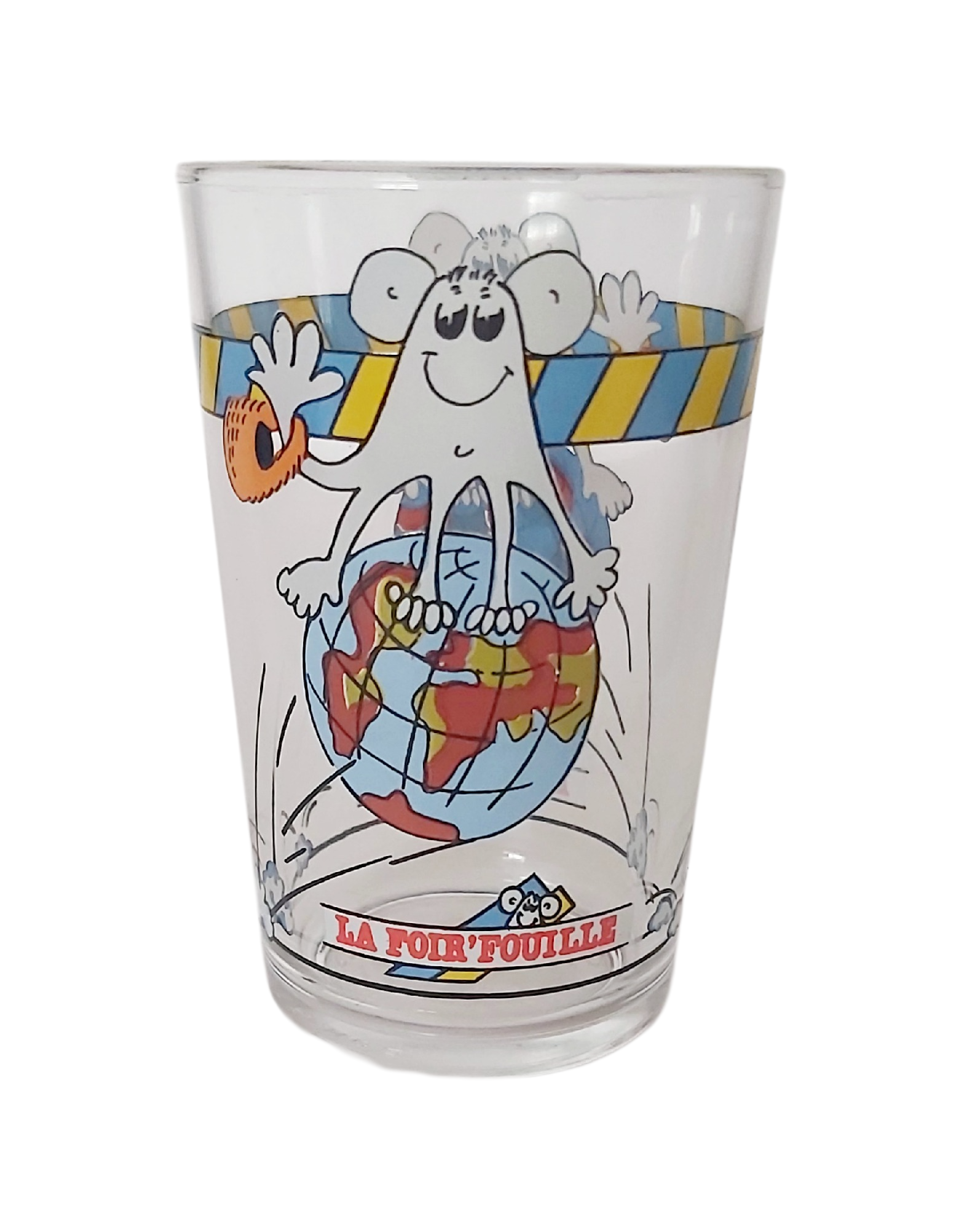 Verre Publicitaire Vintage "La Foir'Fouille" Années 80/90 Mascotte