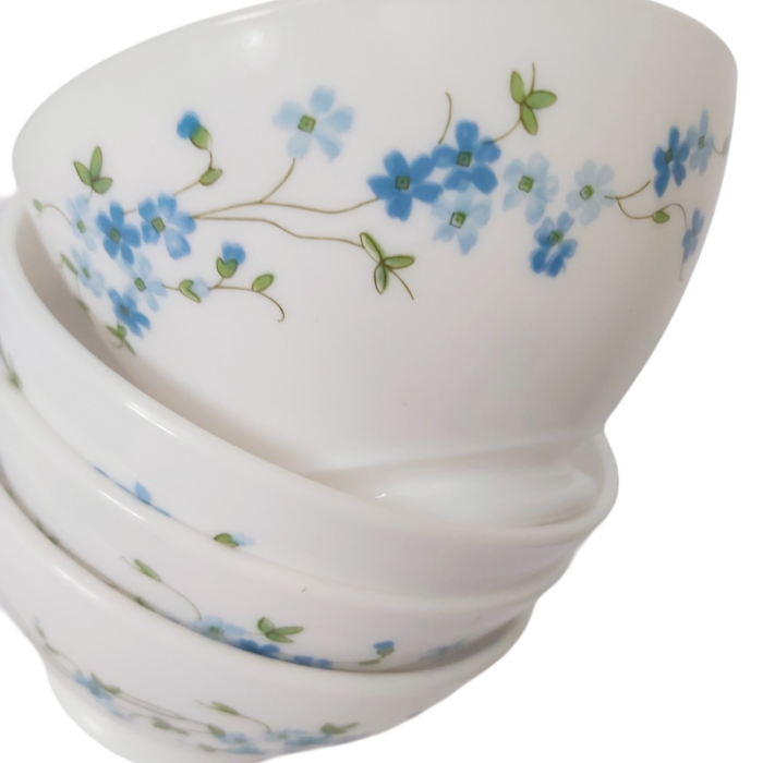 Arcopal Myosotis Veronica  Lot De 4 Bols Vintage Fleurs Bleues