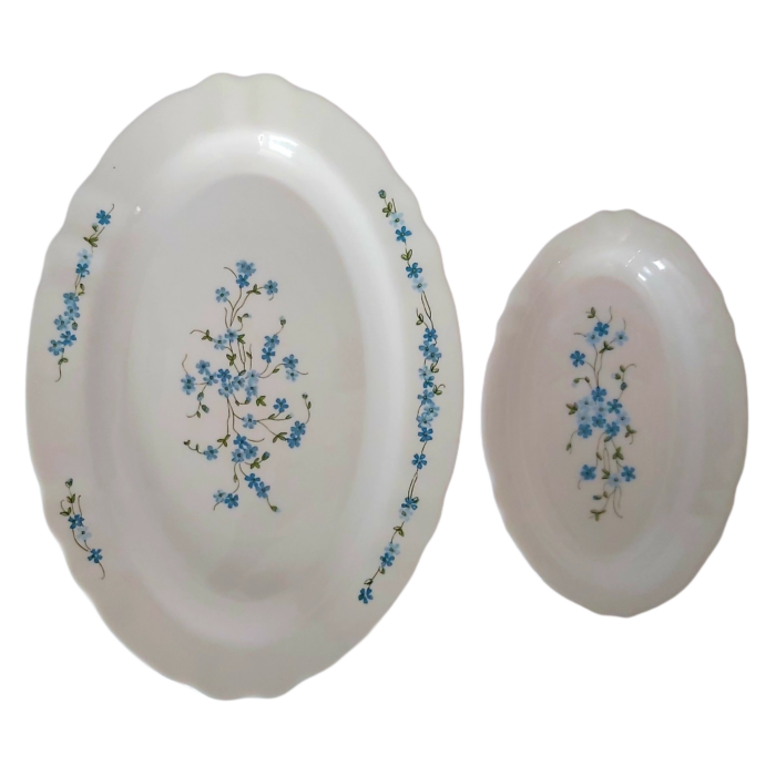 ​Arcopal Myosotis Veronica  Lot De 2 Plats Vintage (Grand Plat + Ravier)