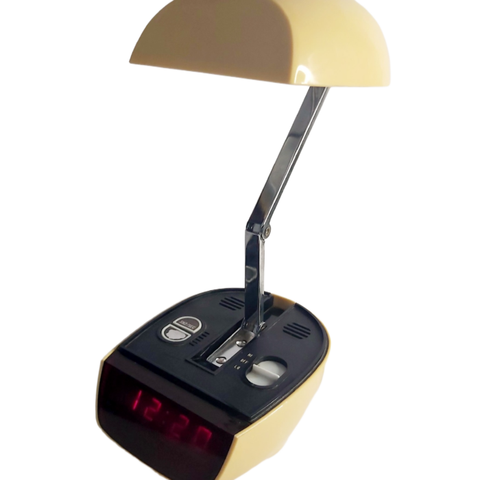 Lampe Réveil Space Age Vintage Années 70 Plastique Ivoire Pop Design