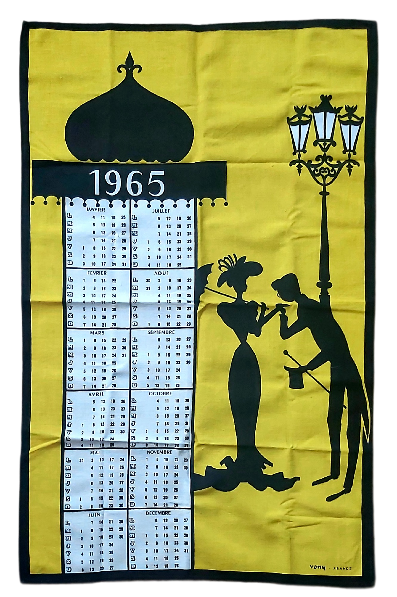 Torchon Calendrier de 1965