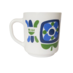 ​Mug Arcopal Mobil Vintage 70s Verre Opaline Bleu et Vert