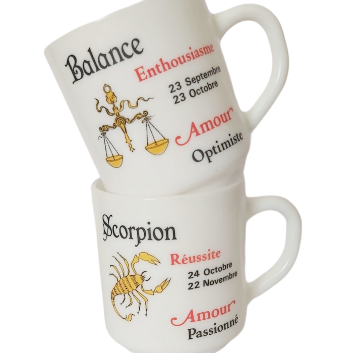 Arcopal Zodiaque Lot de 2 Mugs Balance & Scorpion