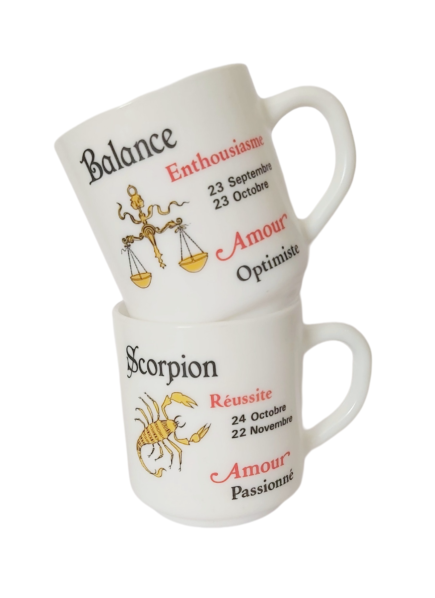 Arcopal Zodiaque Lot de 2 Mugs Balance & Scorpion