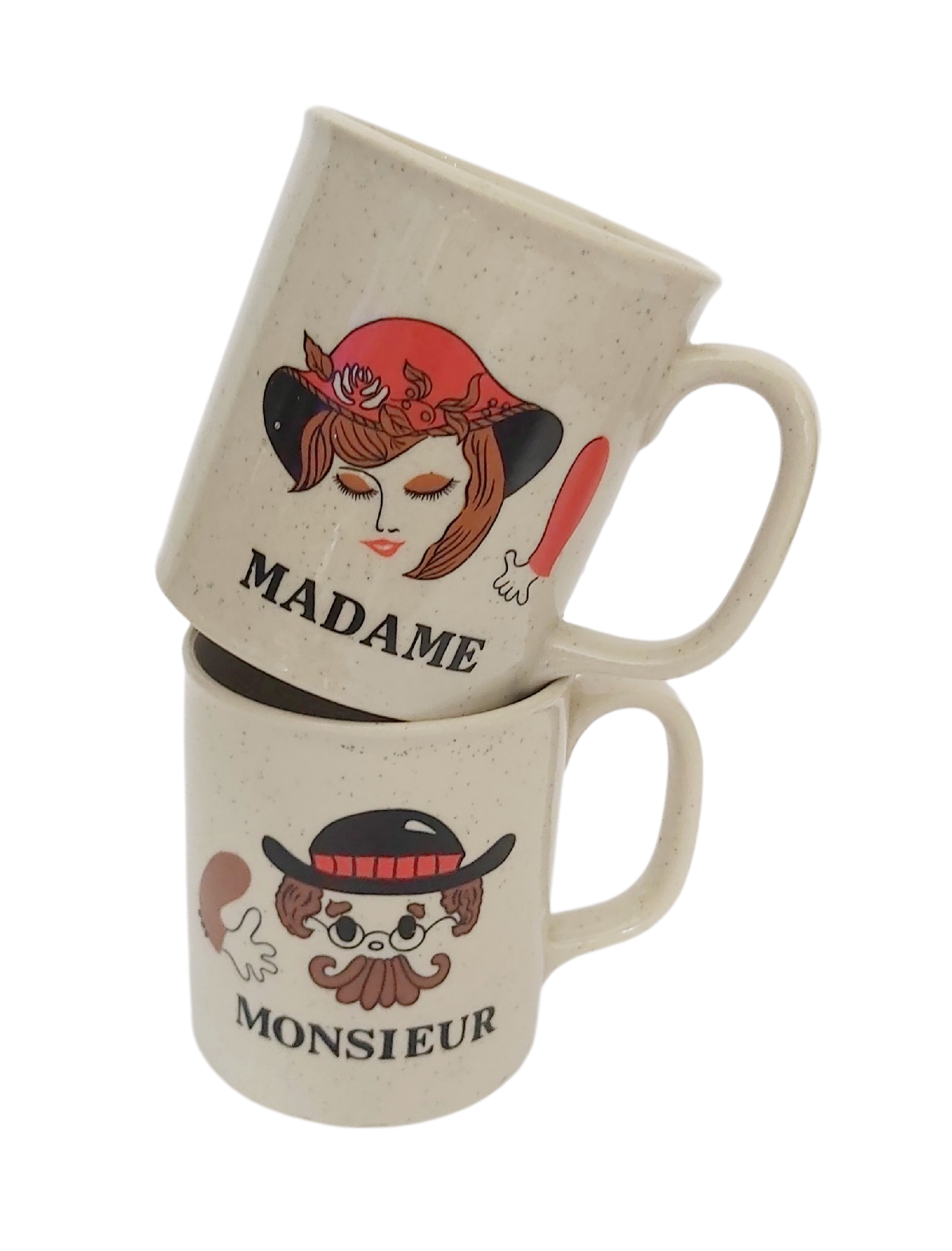 Duo Mugs Vintage Grès 70s Monsieur & Madame Made in Korea