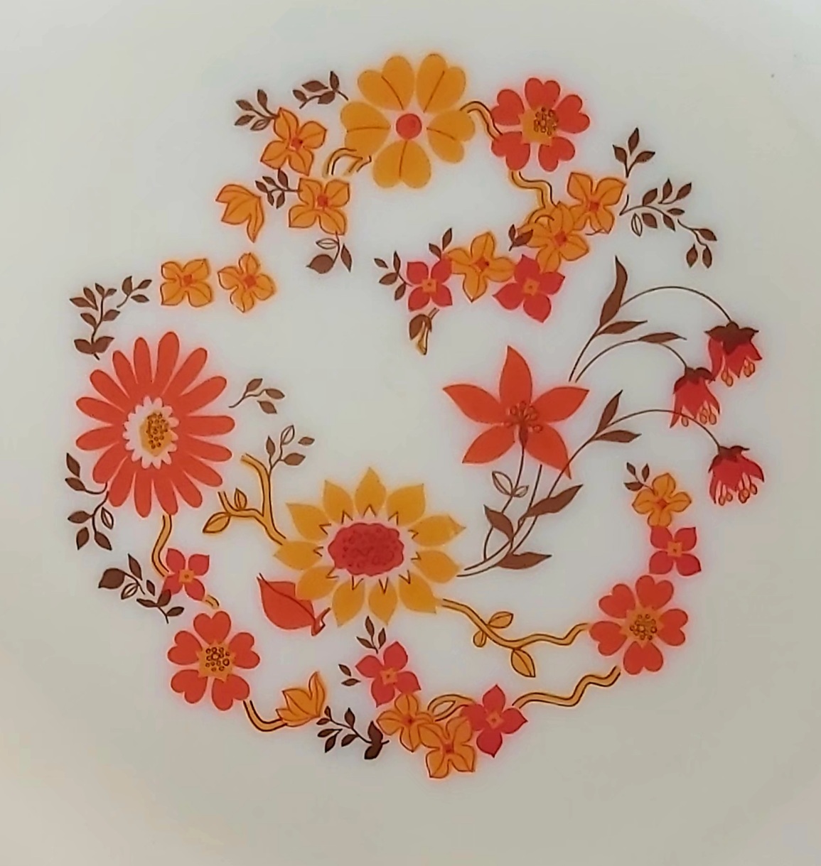 Arcopal Flore Grand Plat Rond Vintage 29 cm Opaline 70s – Image 2