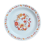 ​Arcopal Flore Grand Plat Rond Vintage 29 cm Opaline 70s