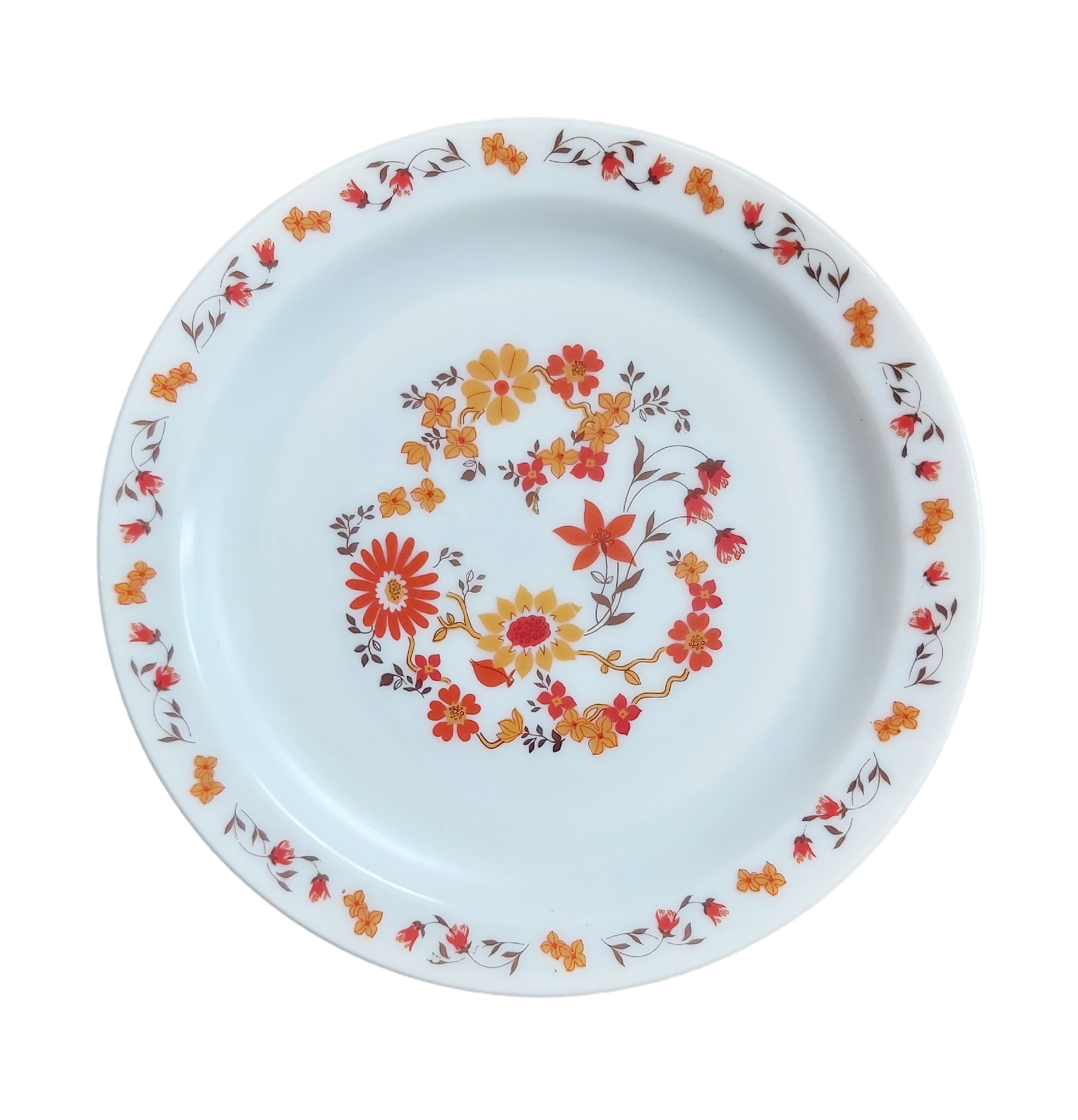 Arcopal Flore Grand Plat Rond Vintage 29 cm Opaline 70s