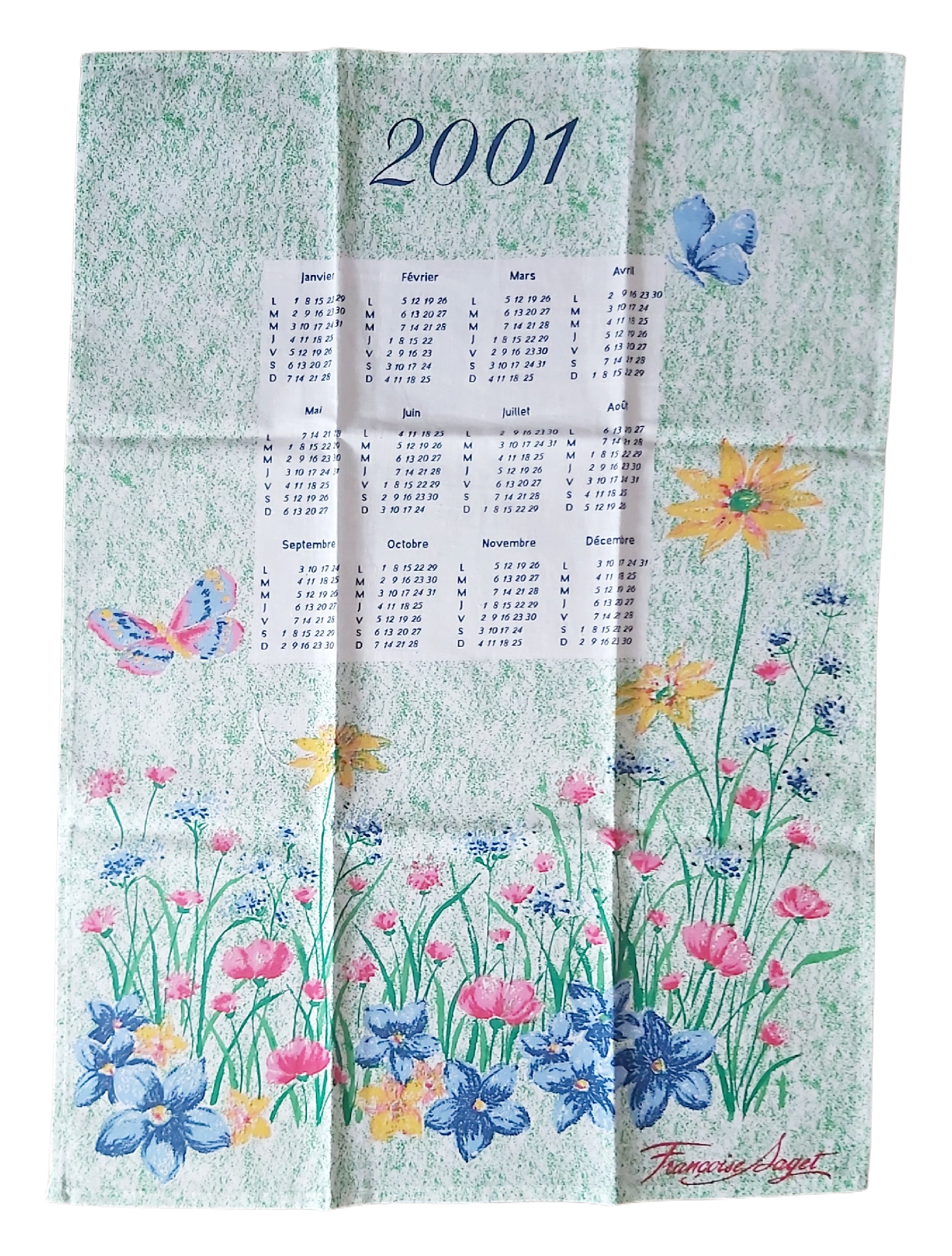 Torchon Calendrier de 2001 Françoise Saget