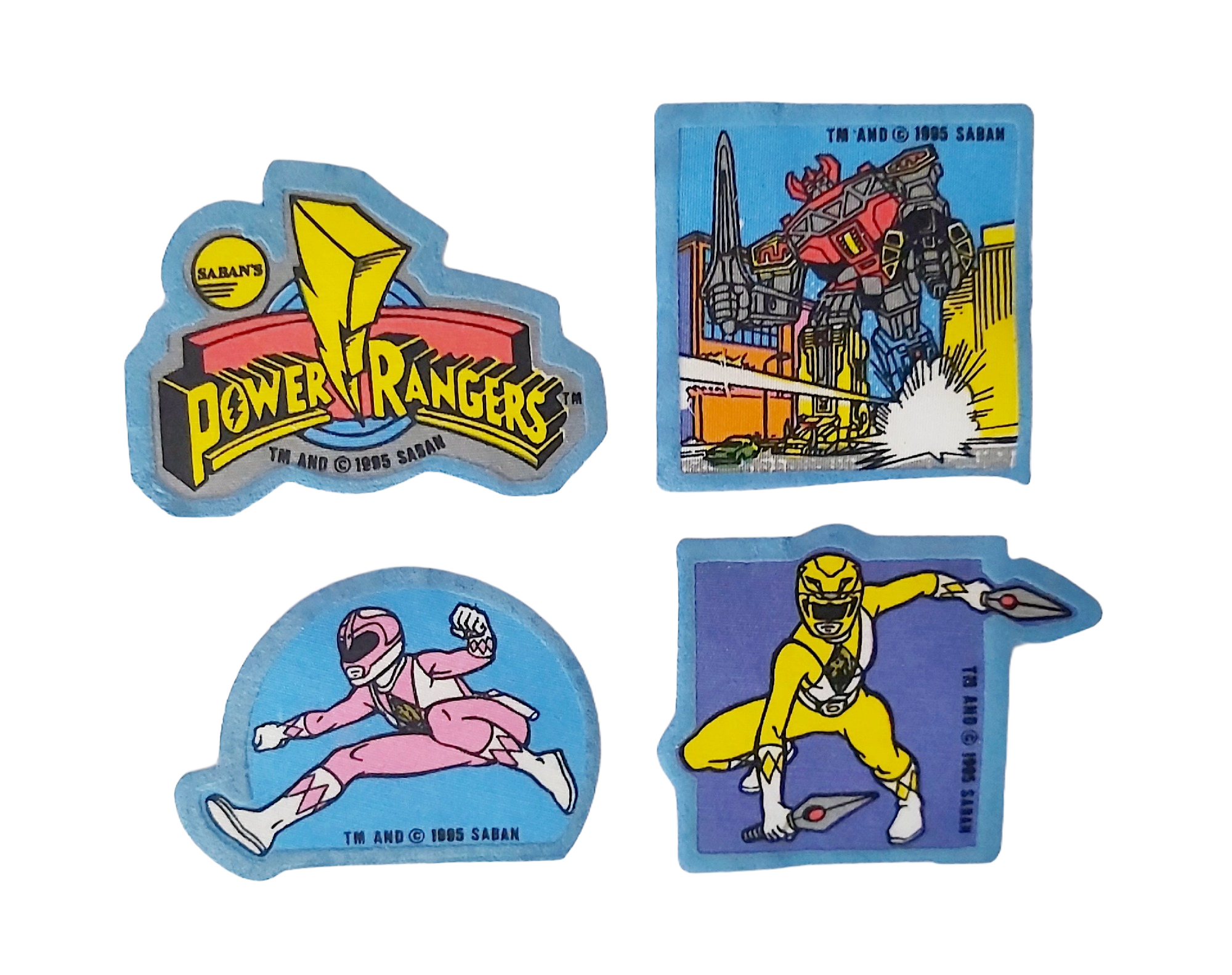 Power Rangers — Lot de 4 Écussons Thermocollants Vintages 1995 (Saban)