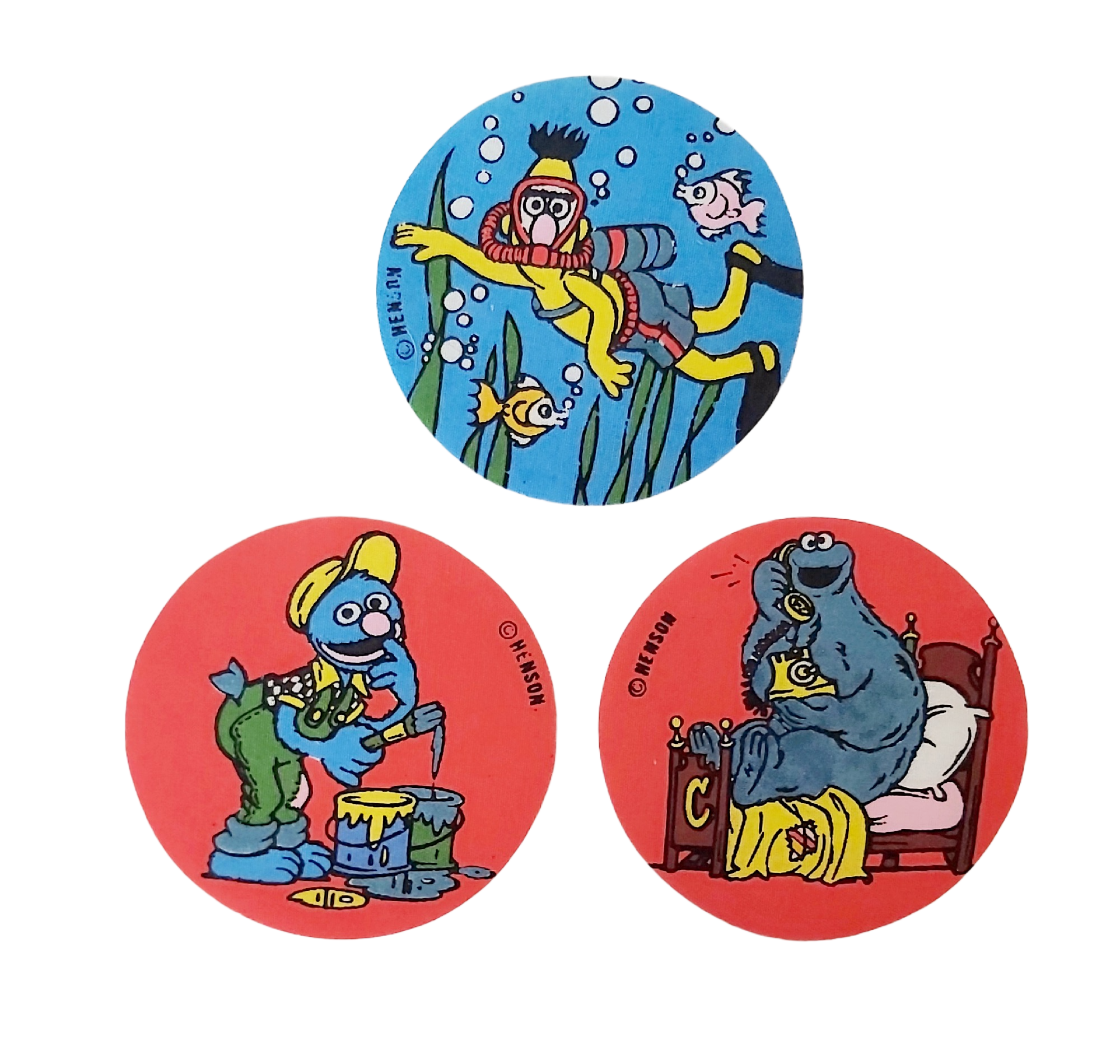 1, 2, 3 Sesame Street — Lot de 3 Écussons Thermocollants Vintages (Jim Henson)