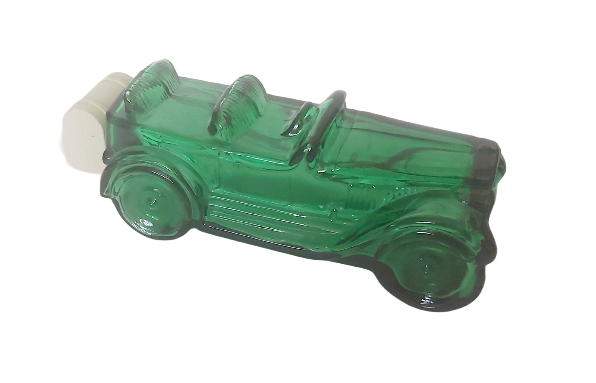 Avon — Flacon de Parfum Vintage Voiture Tacot en Verre Vert