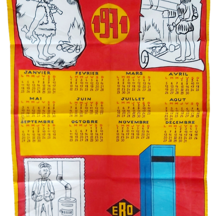 Torchon calendrier 1971 ERO chauffage publicitaire