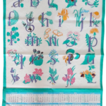 ​Torchon calendrier 1981 Antoinette CGT  abécédaire fleurs