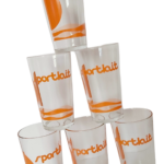 Lot 6 verres Sportlait vintage 1970s pub orange pop Made in France