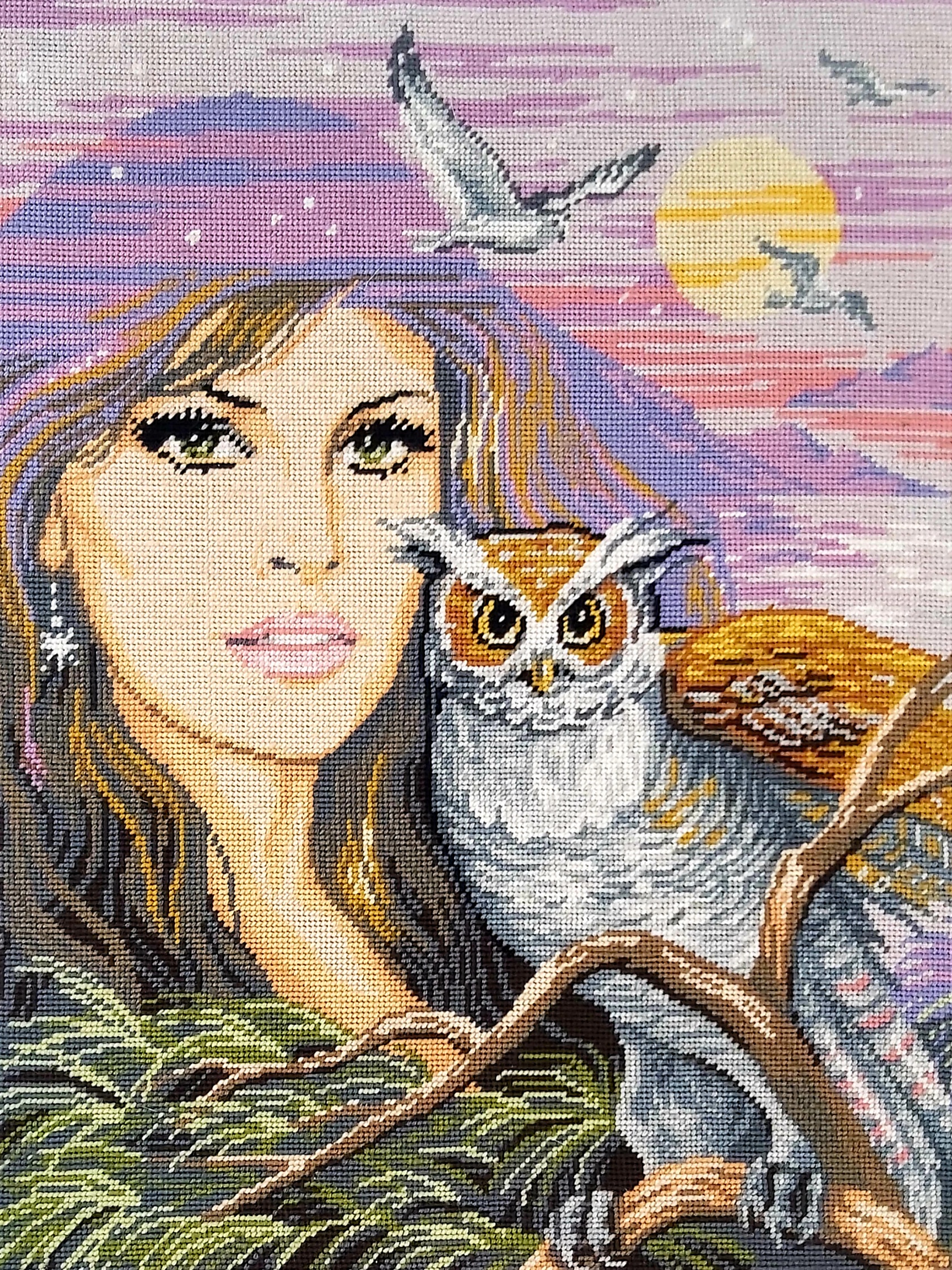 Tableau Canevas Royal Paris "Fascination" Femme Hibou 70s 80s – Image 3