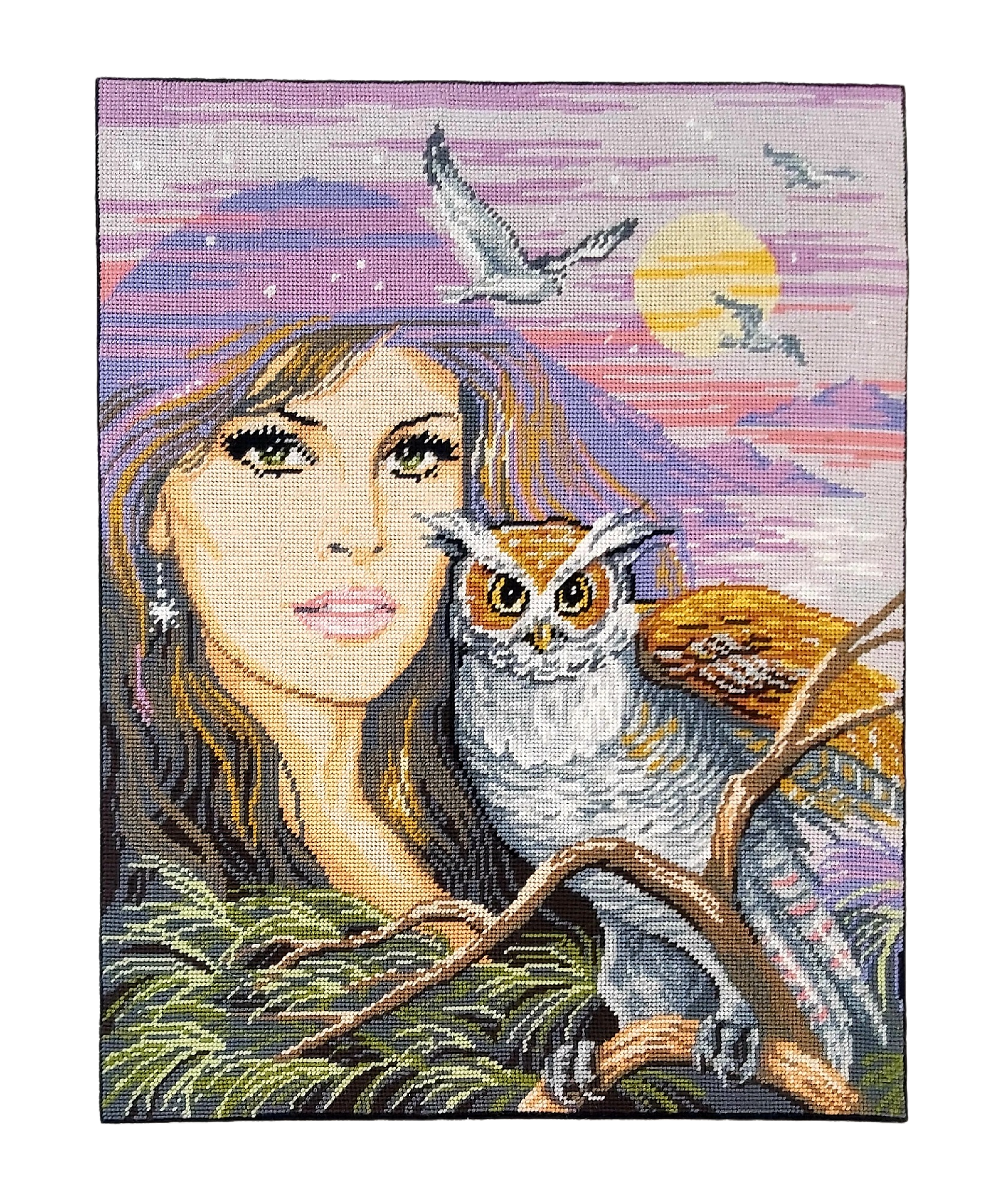 Tableau Canevas Royal Paris "Fascination" Femme Hibou 70s 80s – Image 2