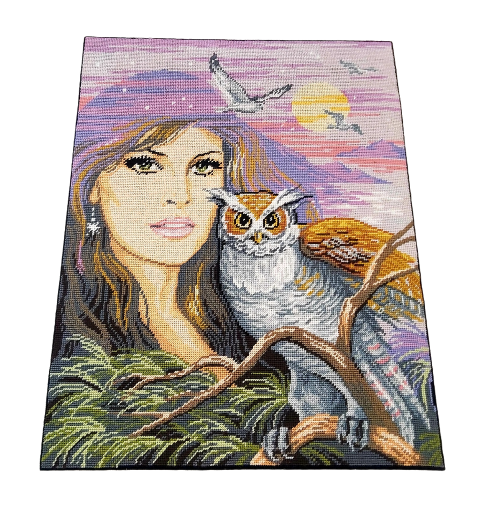 Tableau Canevas Royal Paris "Fascination" Femme Hibou 70s 80s